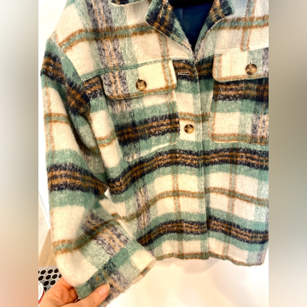 Target Universal Thread Green Plaid Shacket Nwot!… - image 2